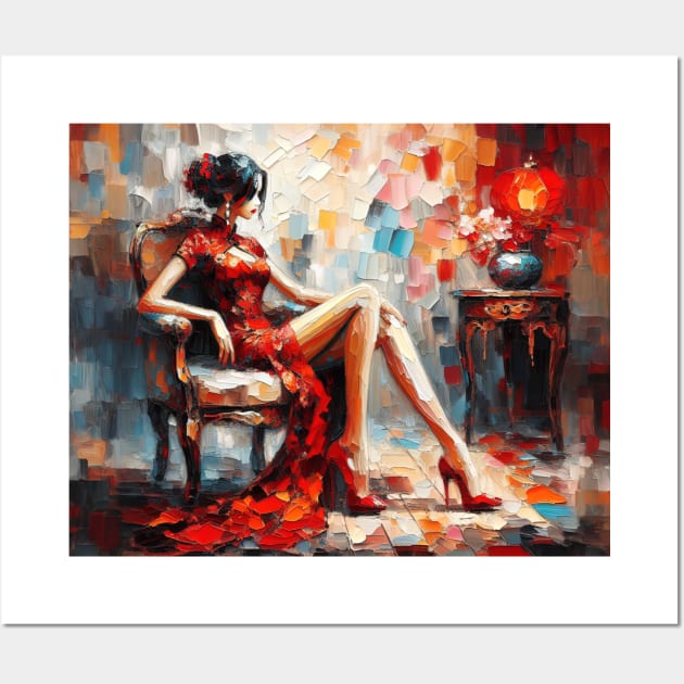 Woman in Red Wall Art by DoggyPrint